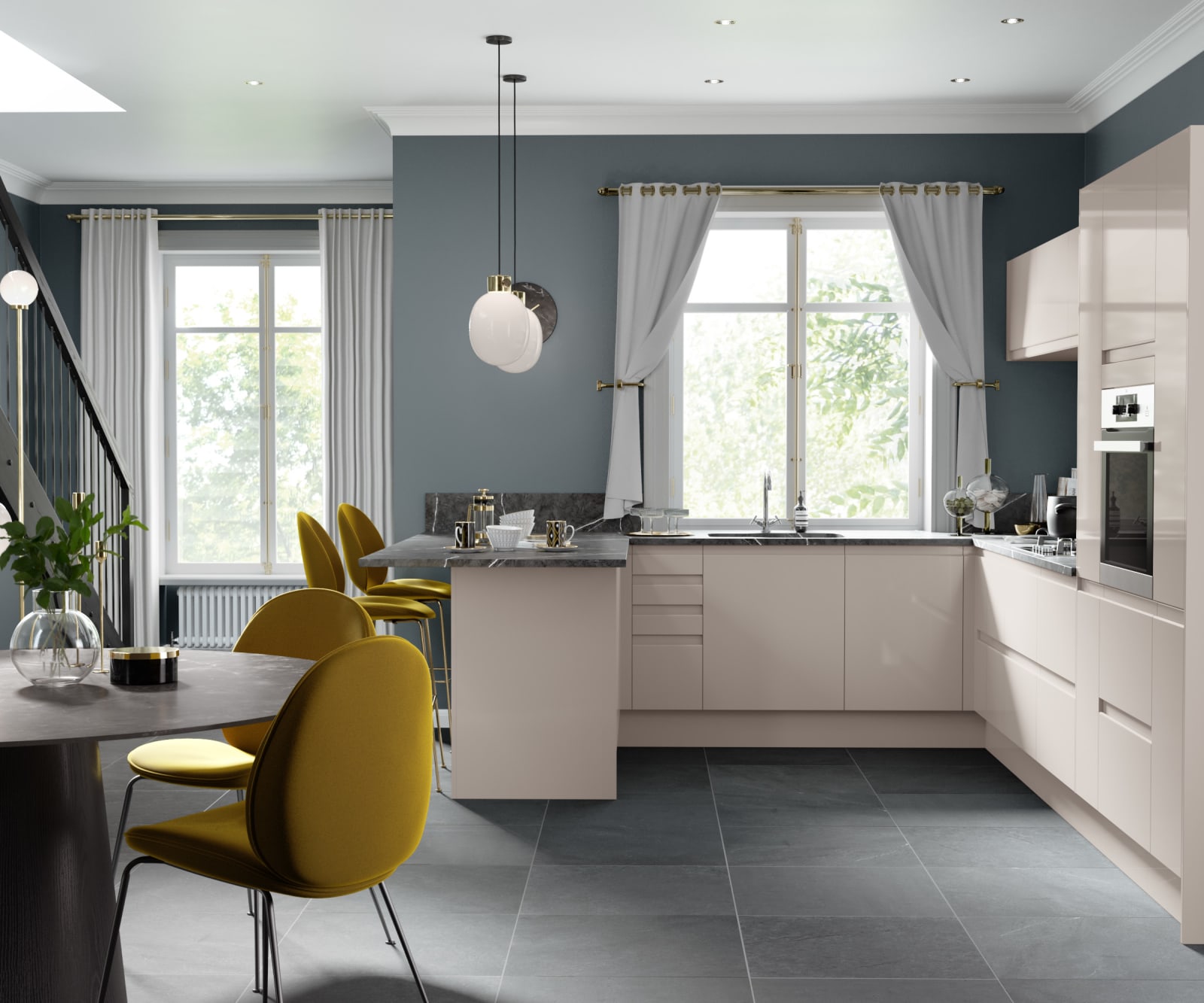 Luna Kitchen from Magnet. An affordable handless look with integrated J Pull doors for a stylish and modern look.