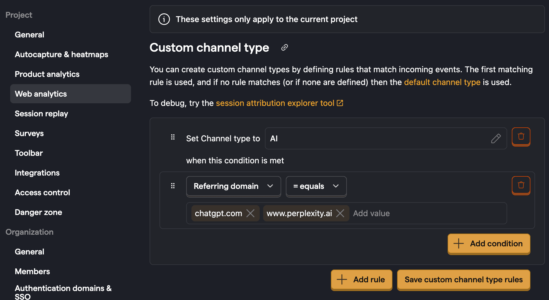 Custom channel types