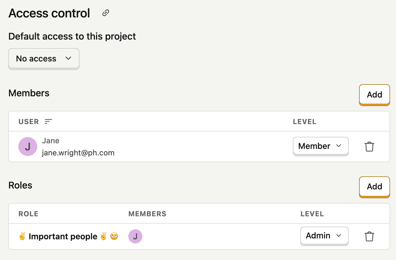 Project access control