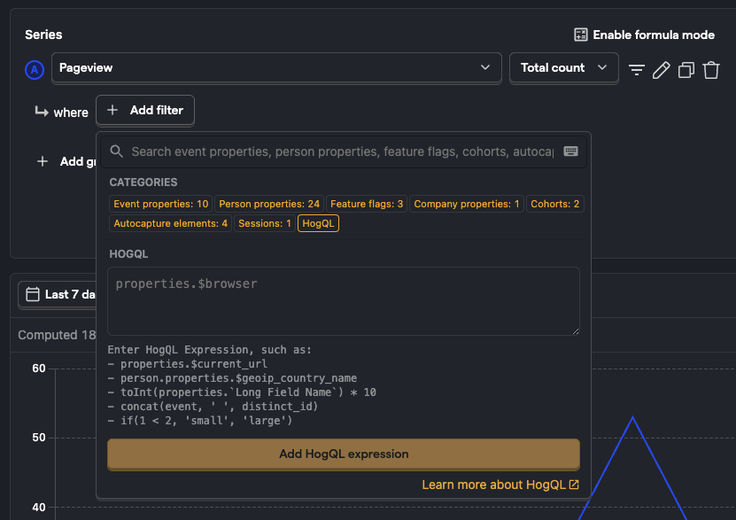 SQL trends breakdown filter
