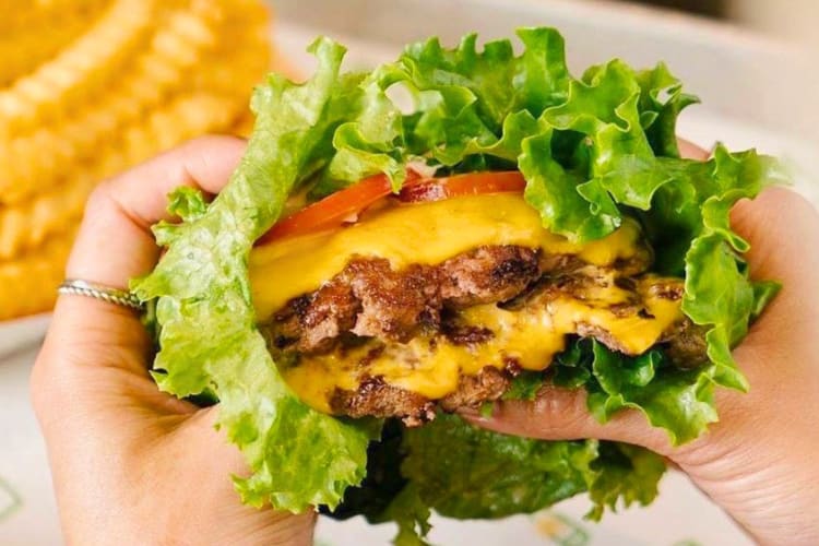 Making your burger gluten-free is easy! Just swap out the bun for a lettuce wrap for the best keto fast food.