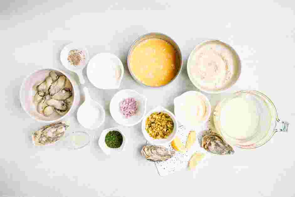 Fried Oysters Recipe:
Measure and prep all ingredients.