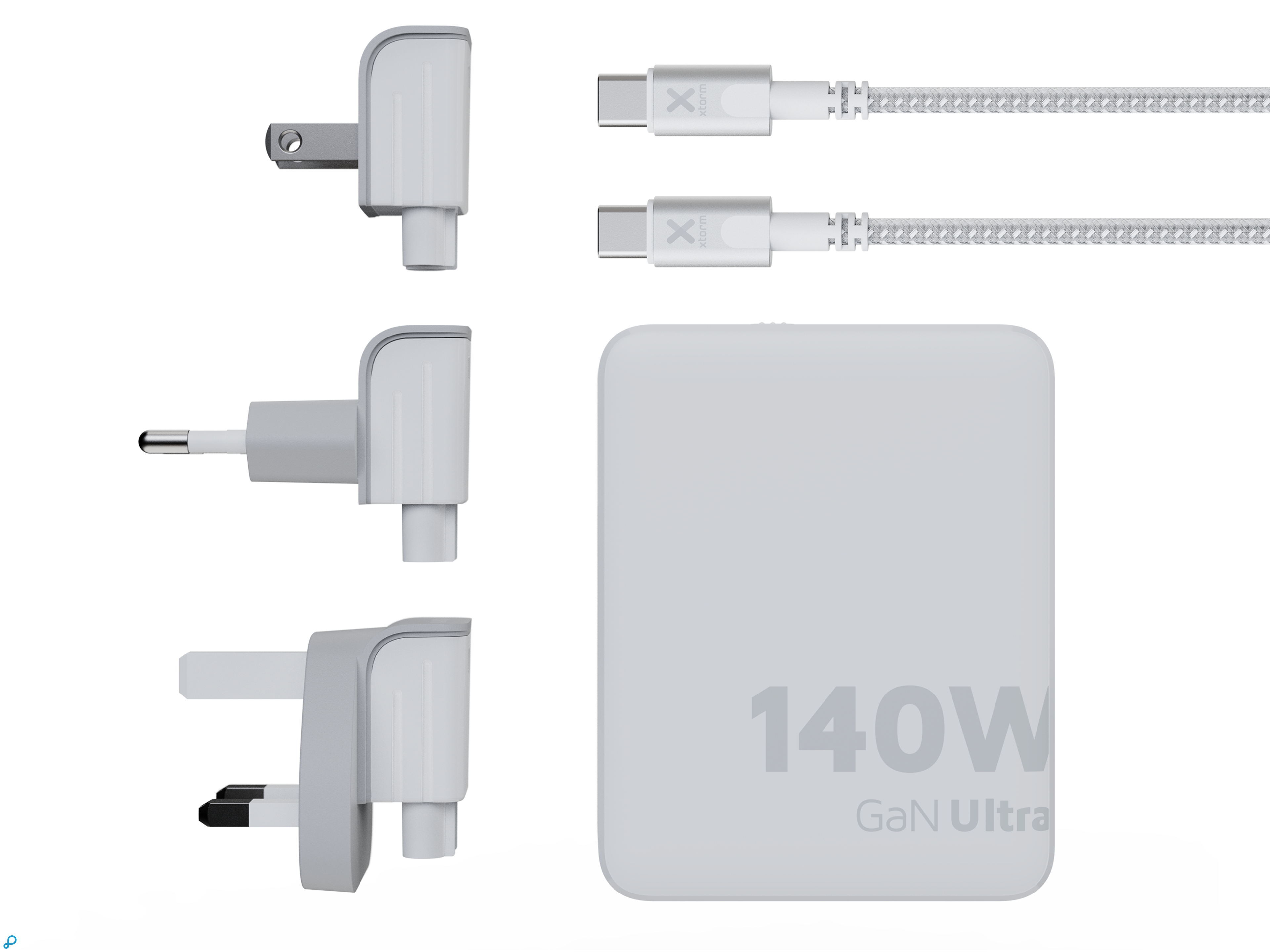 Xtorm 140W GaN-Ultra Reis Lader + USB-C PD Kabel 2M Wit-3