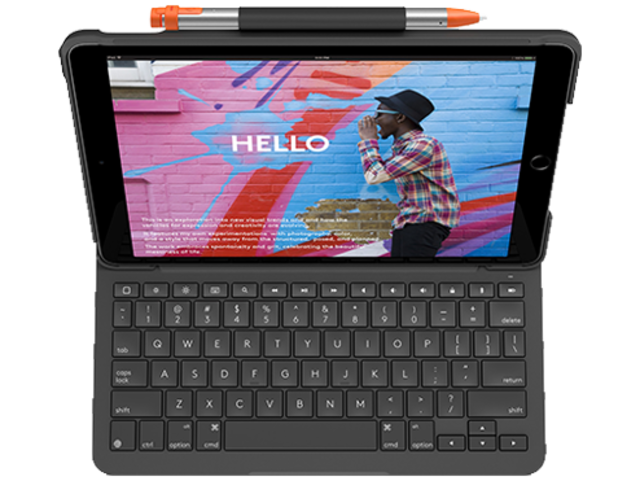 Logitech SLIM FOLIO with Integrated Bluetooth Keyboard for iPad  7th Gen EN-UK Carbon Black-1